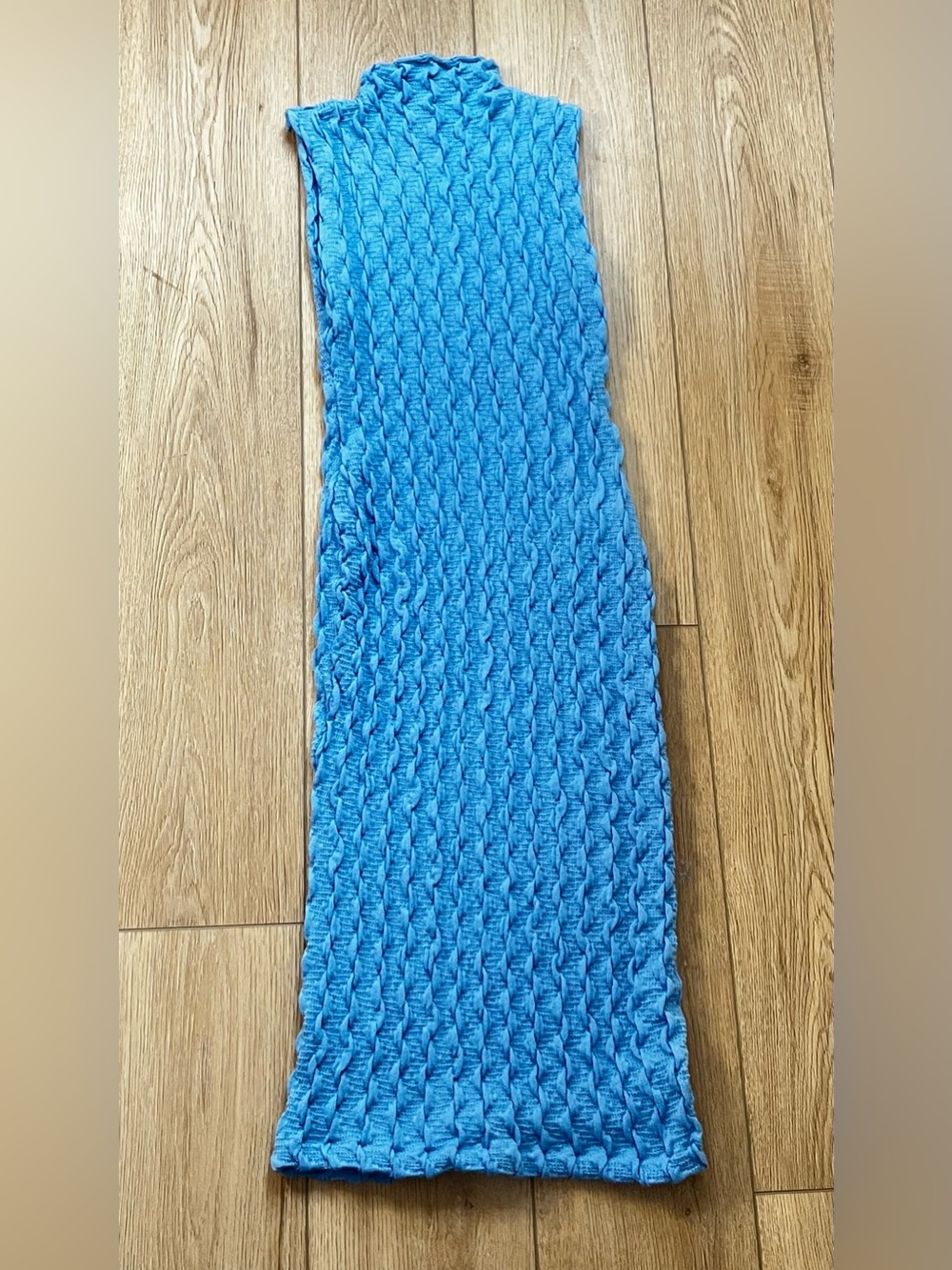 Blue Cable-Knit Sleeveless Maxi Dress